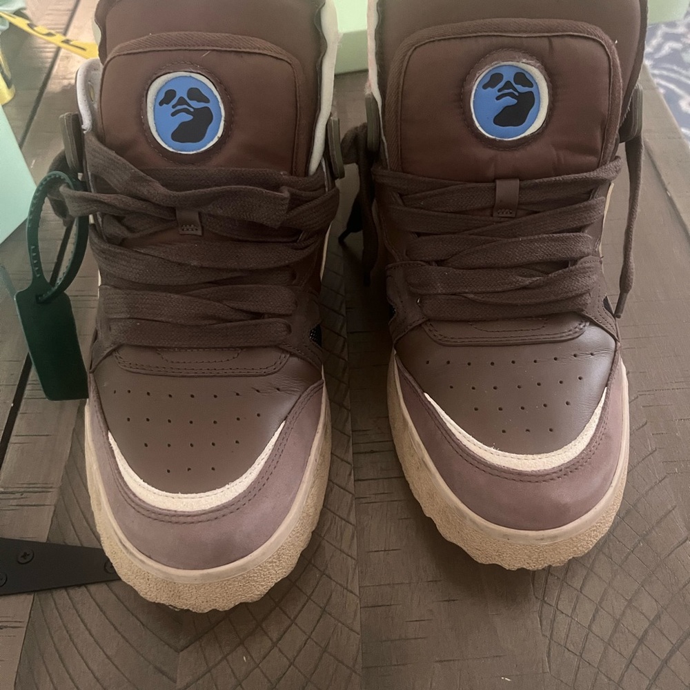 Off-White Brown and Cream Sneakers